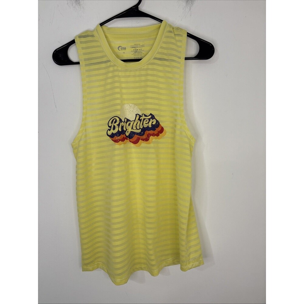 Zyia Lemon Brighter Tank Top medium Womens Mesh Yellow Breathable